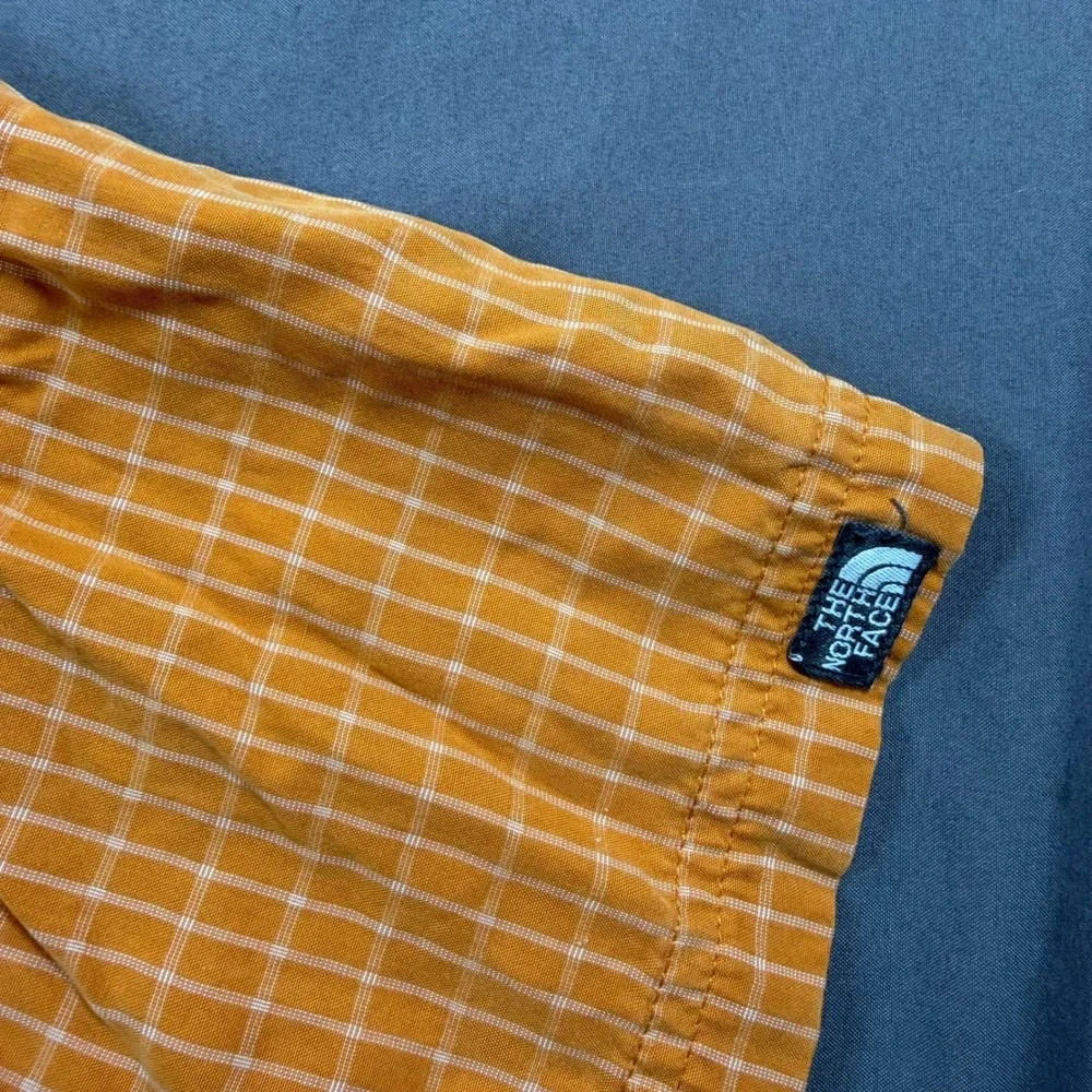 The North Face Mens XL Orange Plaid Short Sleeve Button Down Shirt